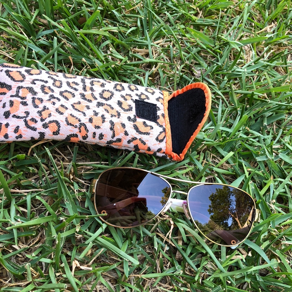 Brown Coach Gold Aviator Sunglasses
